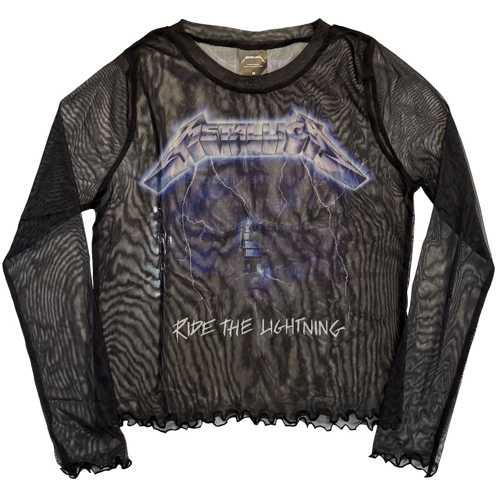 Metallica Ladies Mesh Crop Top: Logo (Black)