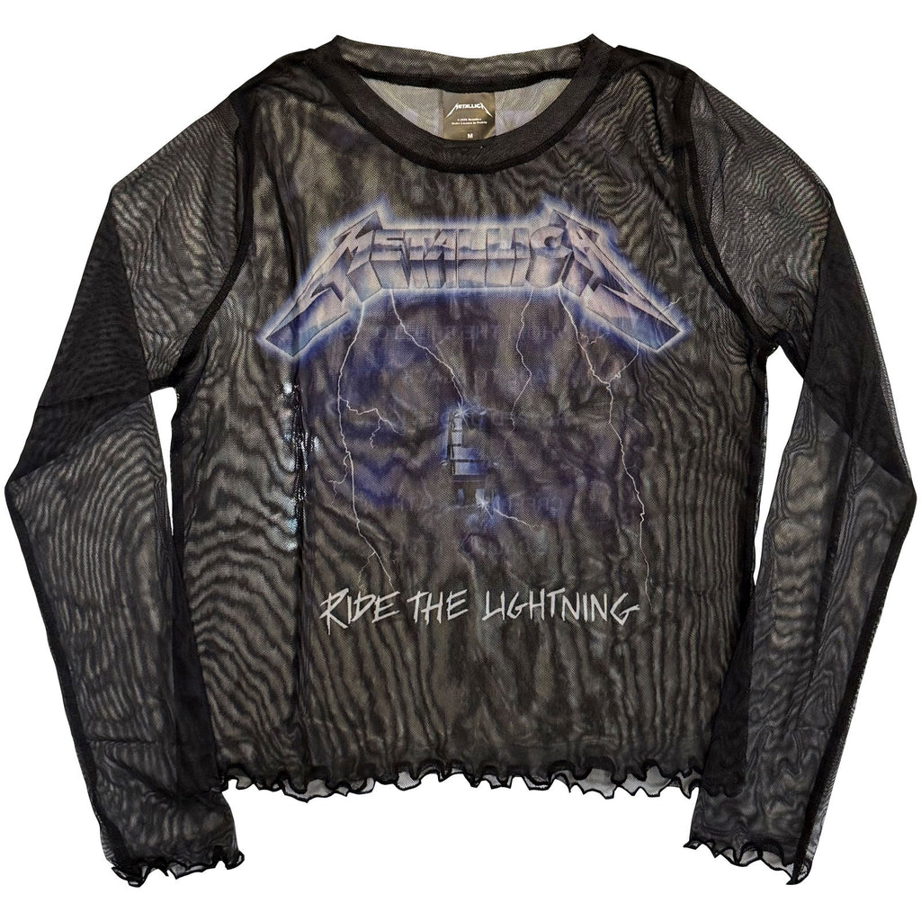 Metallica Ladies Mesh Crop Top: Logo (Black)