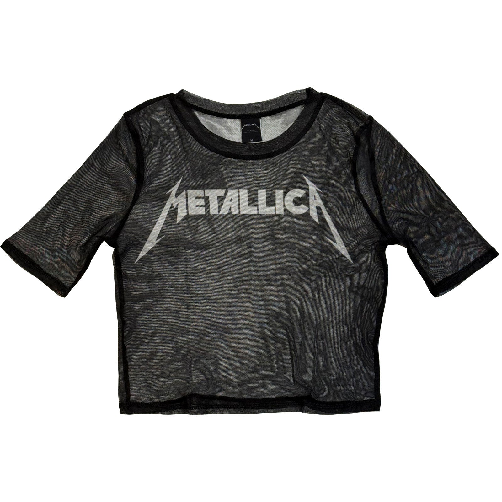 Metallica Ladies Mesh Crop Top: Logo (Black)