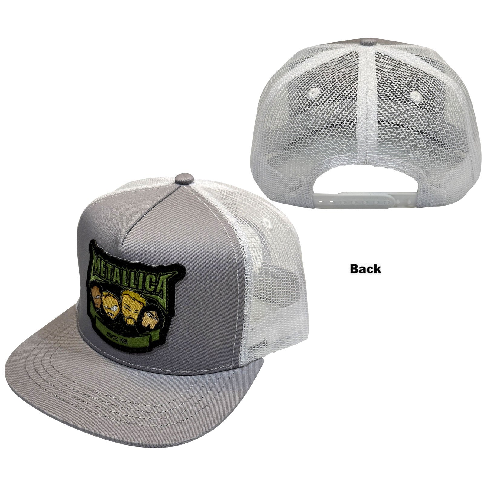 Metallica Unisex Mesh Snapback Cap: Squindo Since '81 (Grey & White)