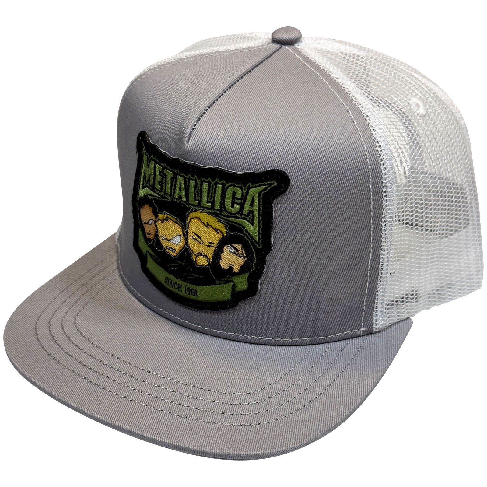 Metallica Unisex Mesh Snapback Cap: Squindo Since '81 (Grey & White)