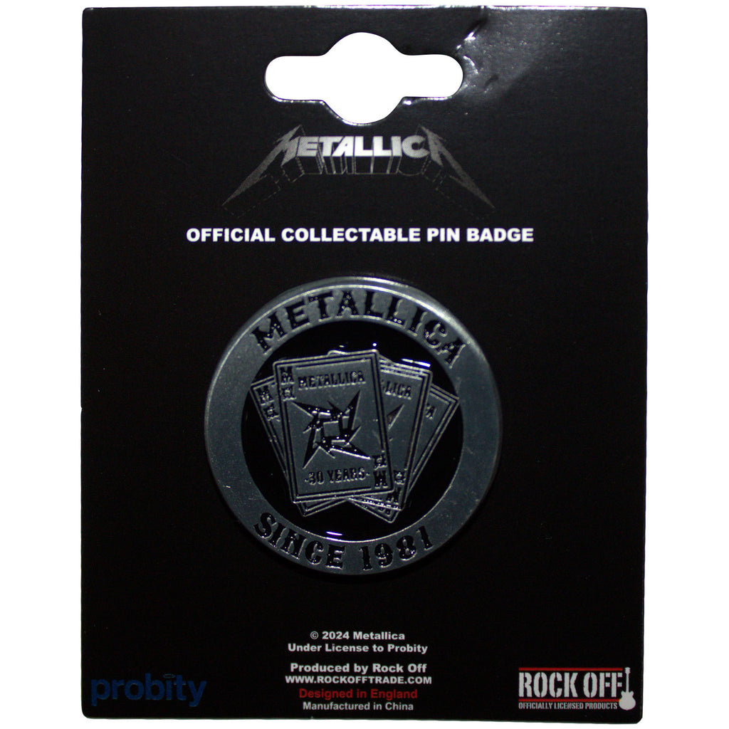 Metallica Pin Badge: 30th Anniversary Playing Card