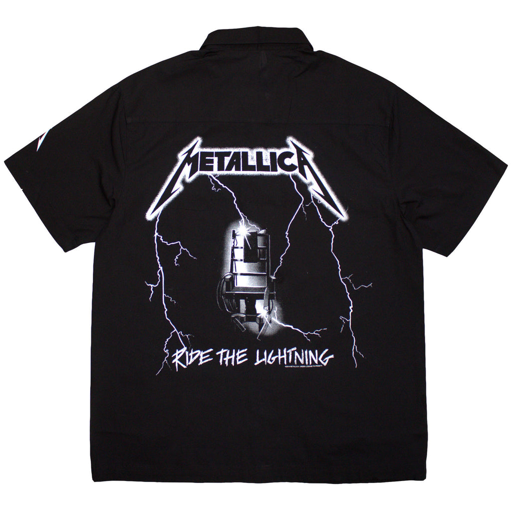 Metallica Unisex Casual Shirt: Ride The Lightning (Black) (Back & Sleeve Print)