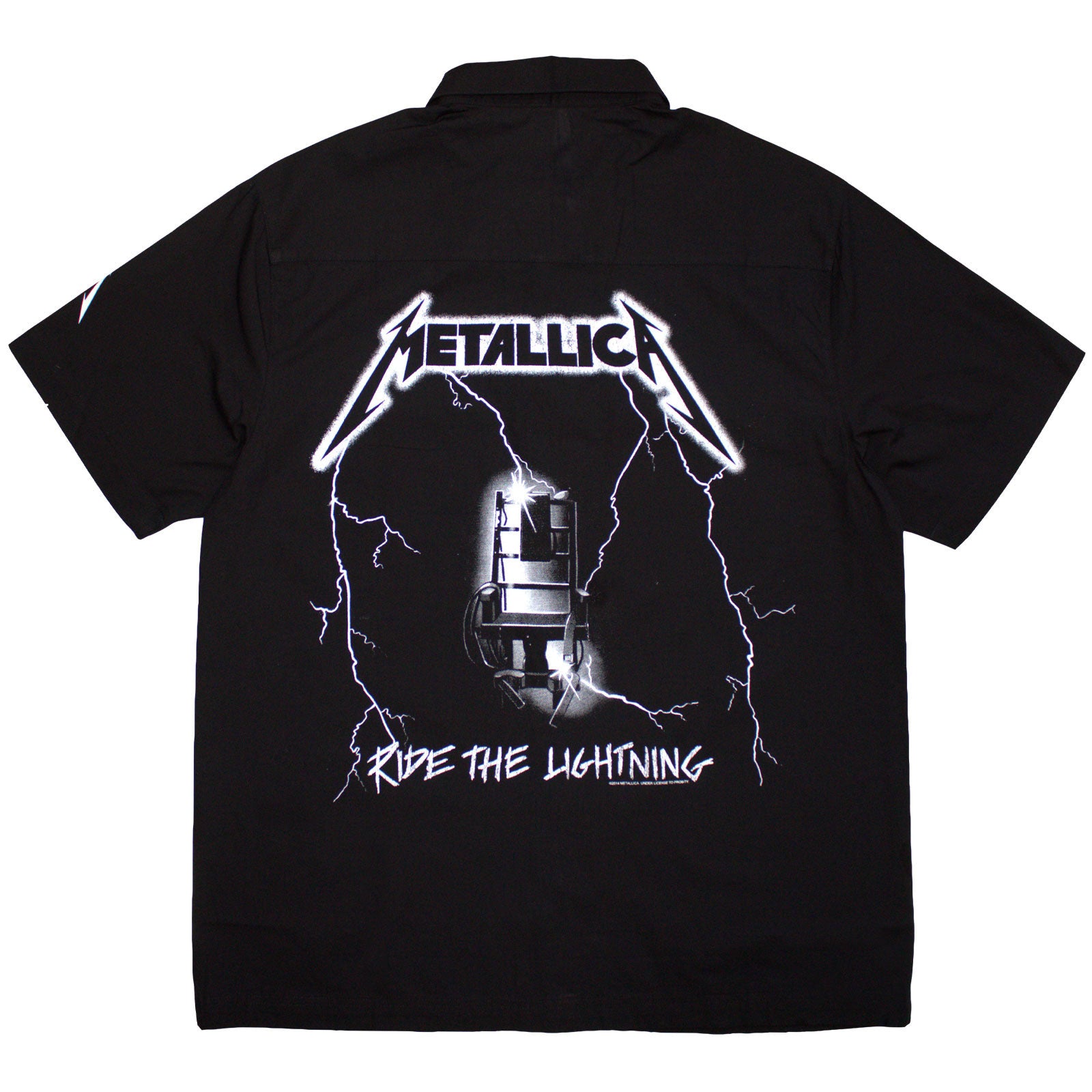 Metallica Unisex Casual Shirt: Ride The Lightning (Black) (Back & Sleeve Print)