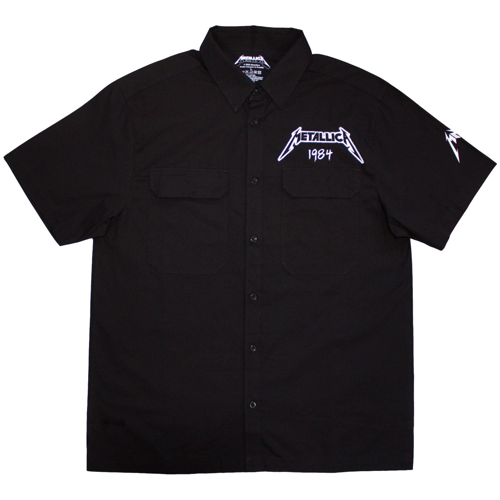 Metallica Unisex Casual Shirt: Ride The Lightning (Black) (Back & Sleeve Print)
