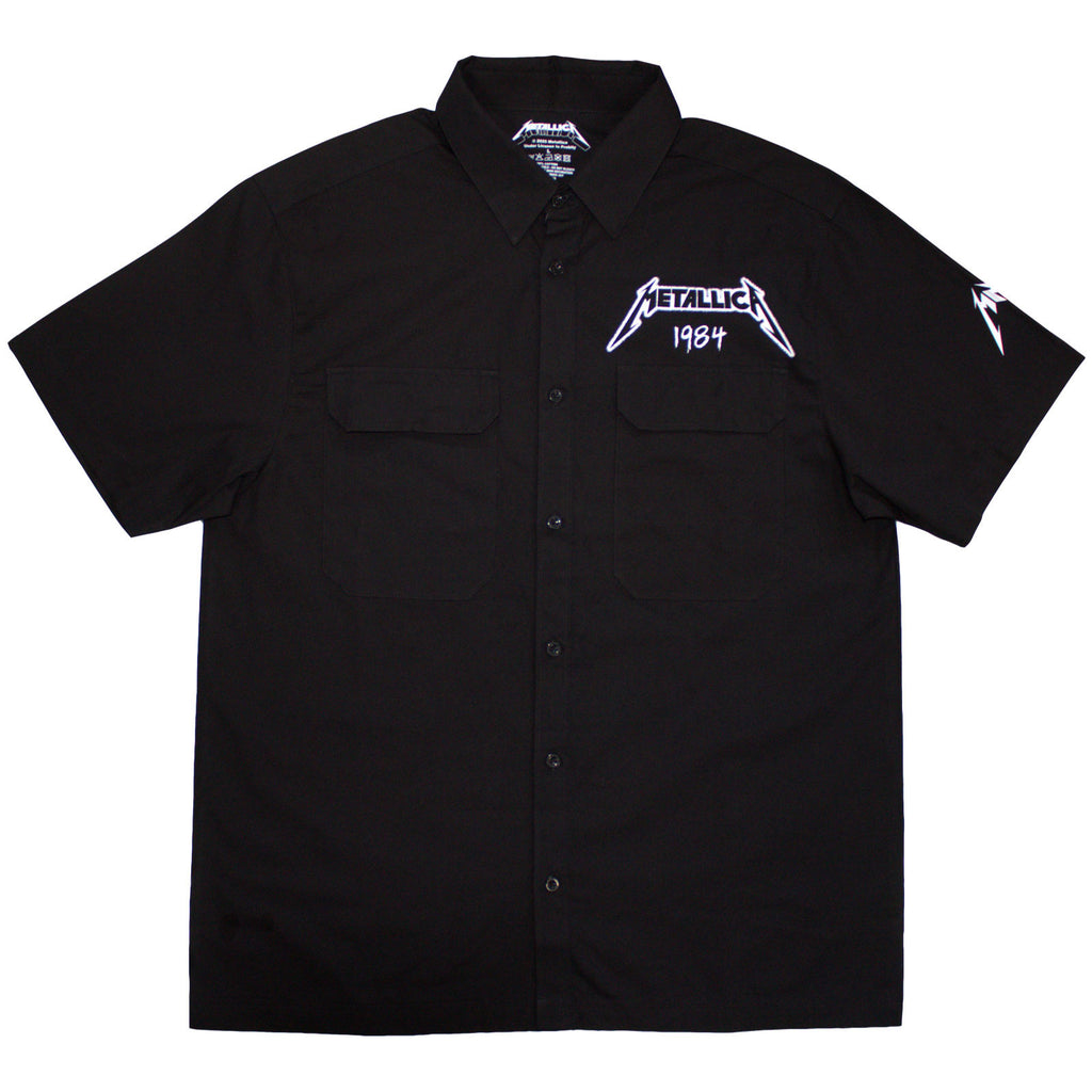 Metallica Unisex Casual Shirt: Ride The Lightning (Black) (Back & Sleeve Print)