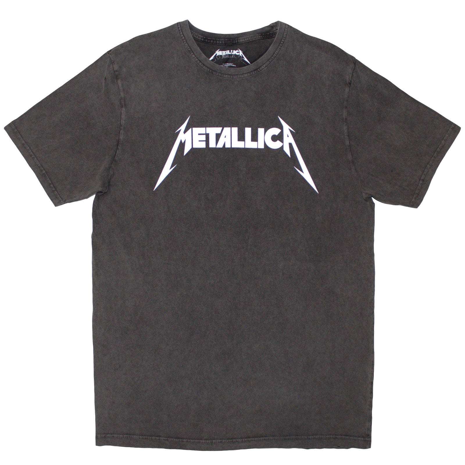 Metallica Unisex Stone Wash T-Shirt: Logo (Charcoal Grey)