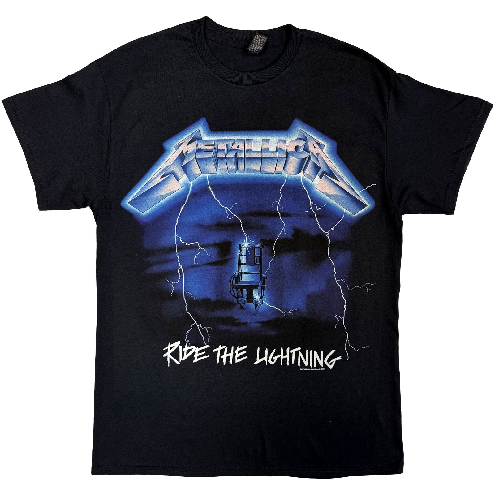 Metallica Unisex T-Shirt: Ride The Lightning Tracks (Black) (Back Print)