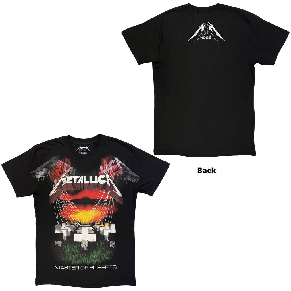 Metallica Unisex T-Shirt: Master Of Puppets Jumbo (Black) (Back Print)