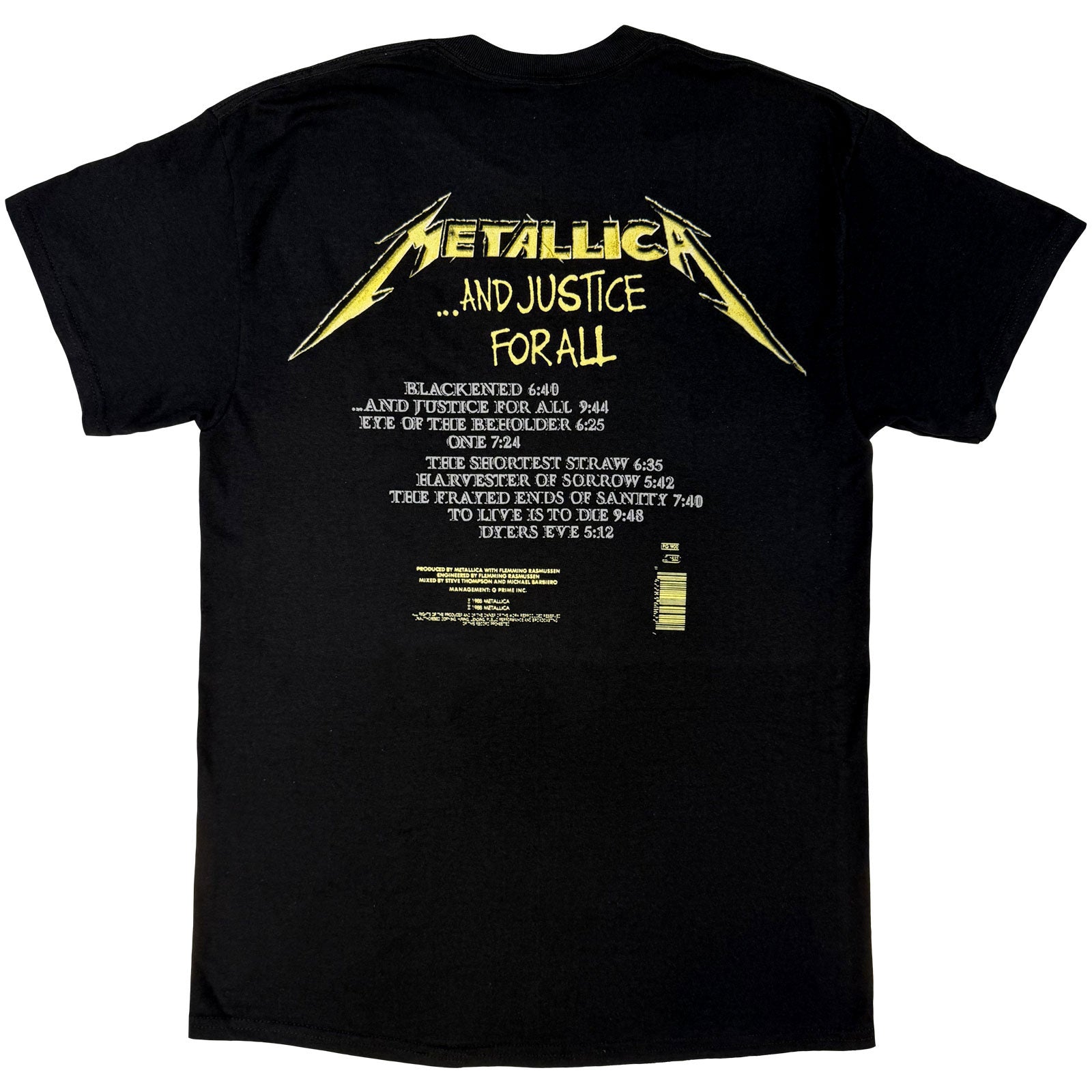 Metallica Unisex T-Shirt: And Justice For All Tracks (Black) (Back Print)