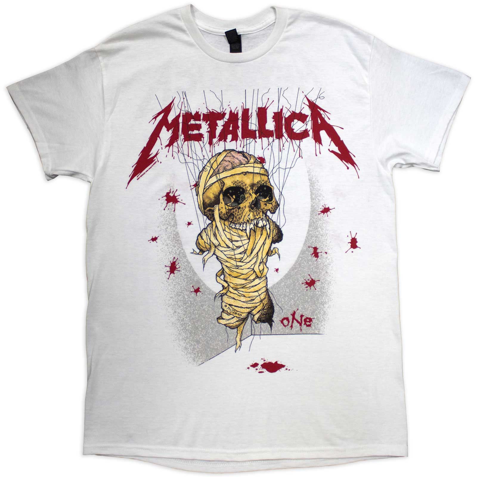 Metallica Unisex T-Shirt: One Landmine (White) (Back Print)