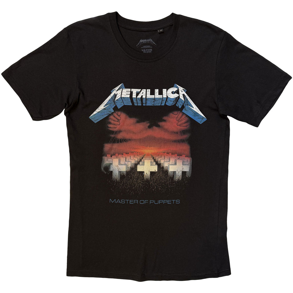 Metallica Unisex T-Shirt: Master of Puppets Tracks (Black) (Back Print)