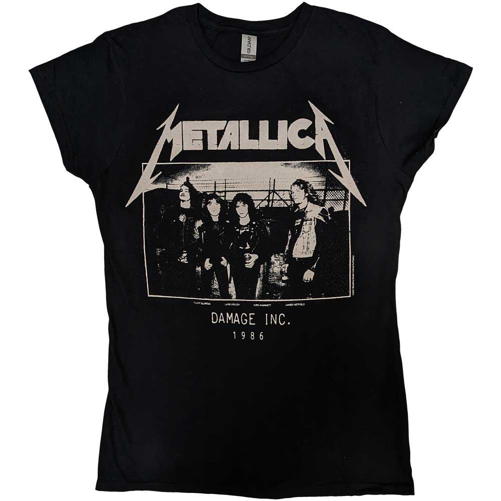 Metallica Ladies T-Shirt: Masters of Puppets Photo Damage Inc Tour (Black)
