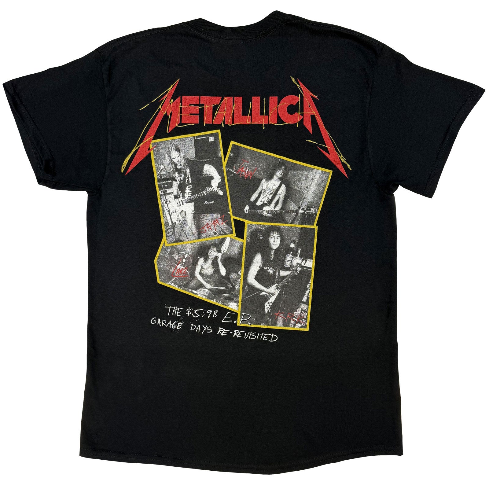 Metallica Unisex T-Shirt: Garage Photo Yellow (Black) (Back Print)