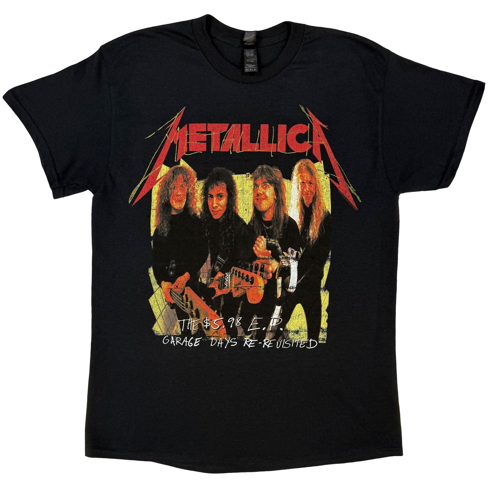 Metallica Unisex T-Shirt: Garage Photo Yellow (Black) (Back Print)