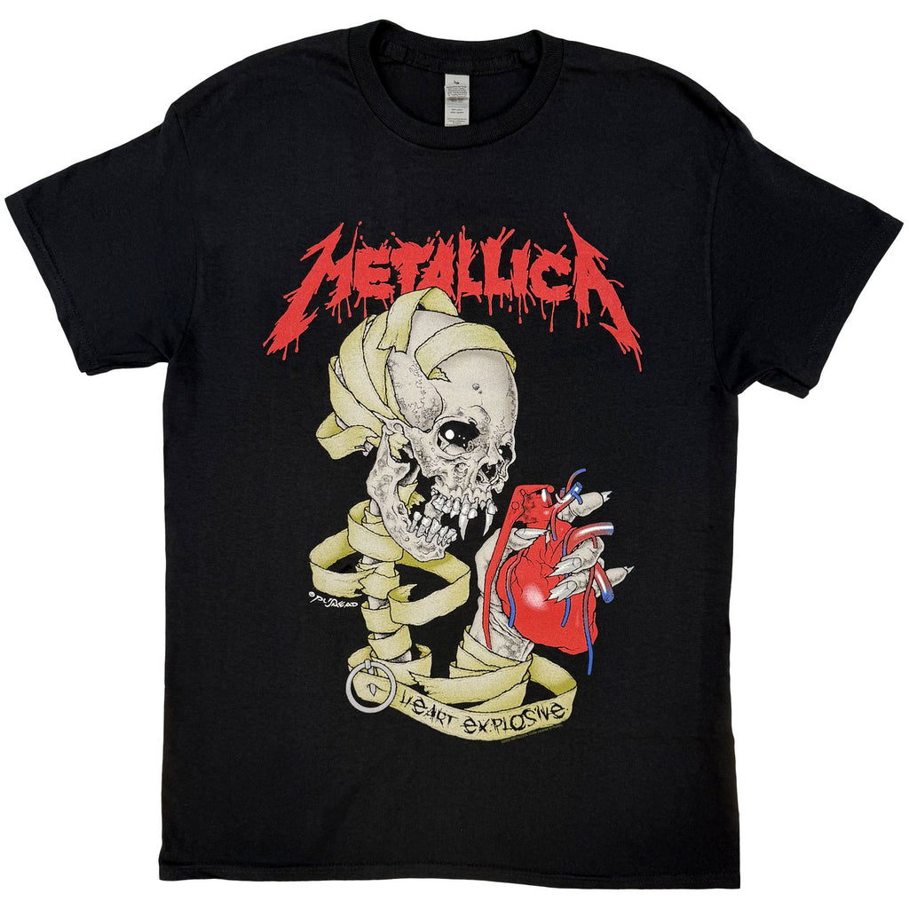Metallica Unisex T-Shirt: Heart Explosive (Black) (Back Print)