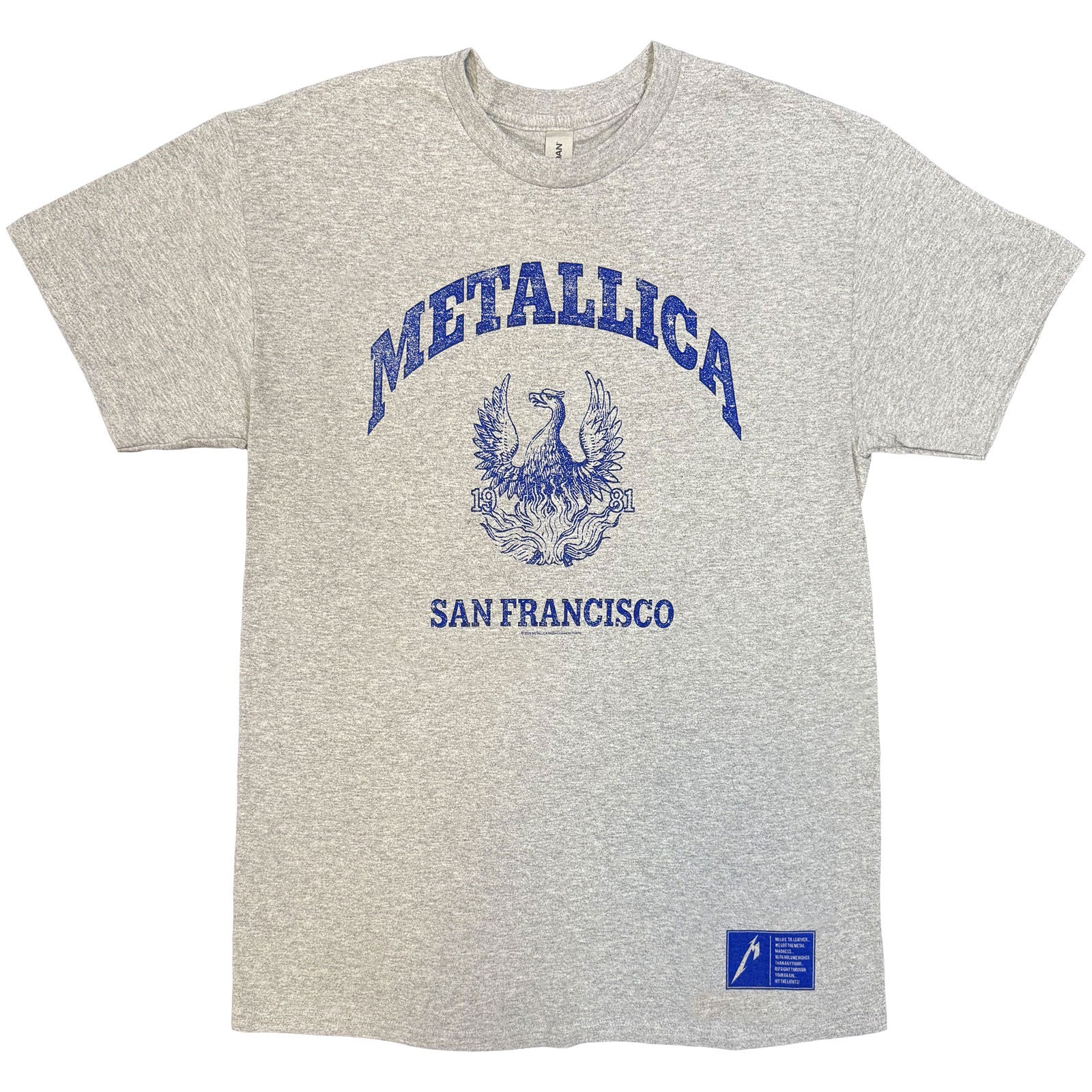 Metallica Unisex T-Shirt: College Crest (Grey)