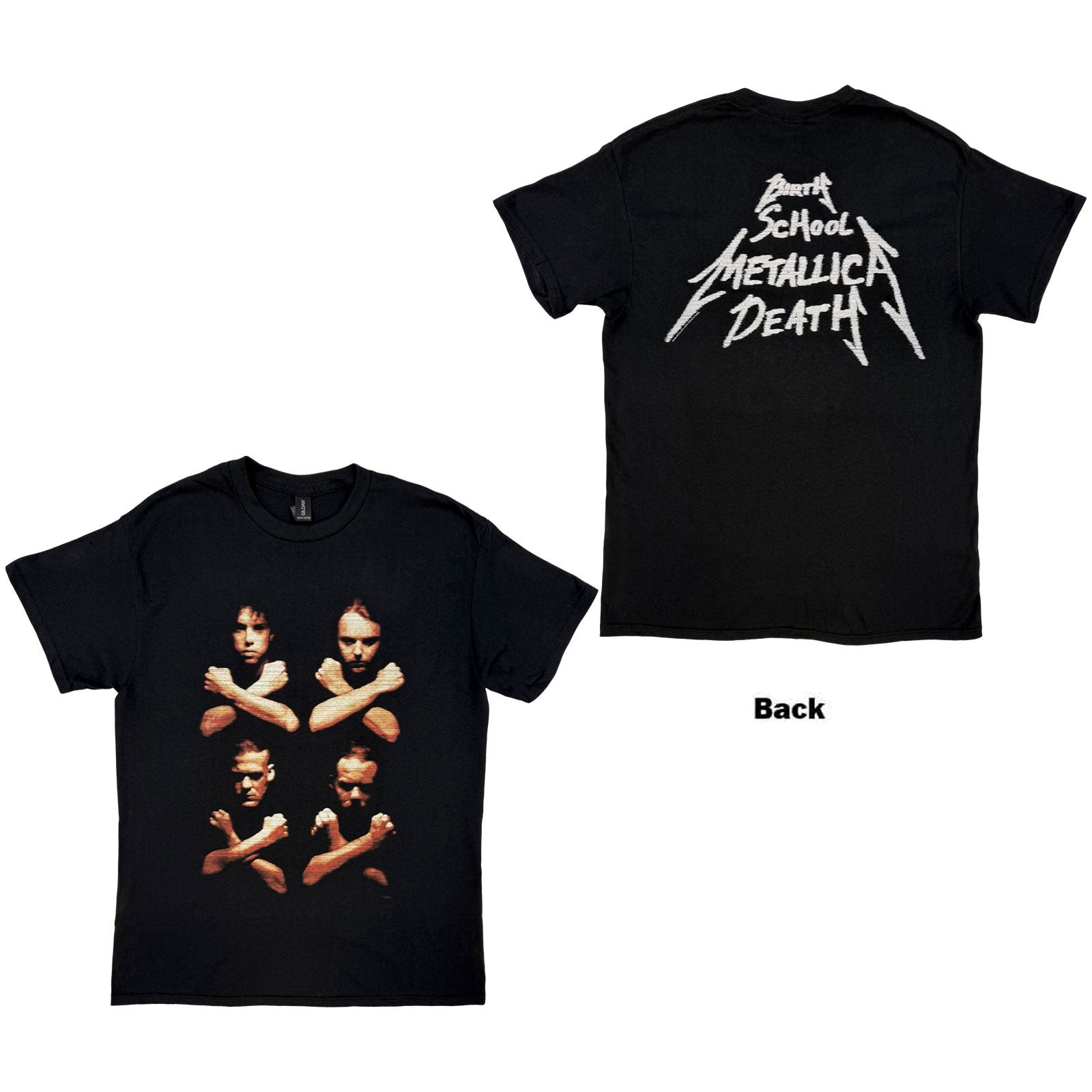 Metallica Unisex T-Shirt: Birth Death Crossed Arms (Black) (Back Print)