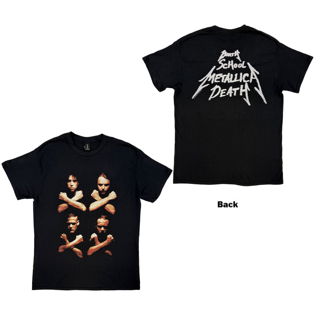 Metallica Unisex T-Shirt: Birth Death Crossed Arms (Black) (Back Print)