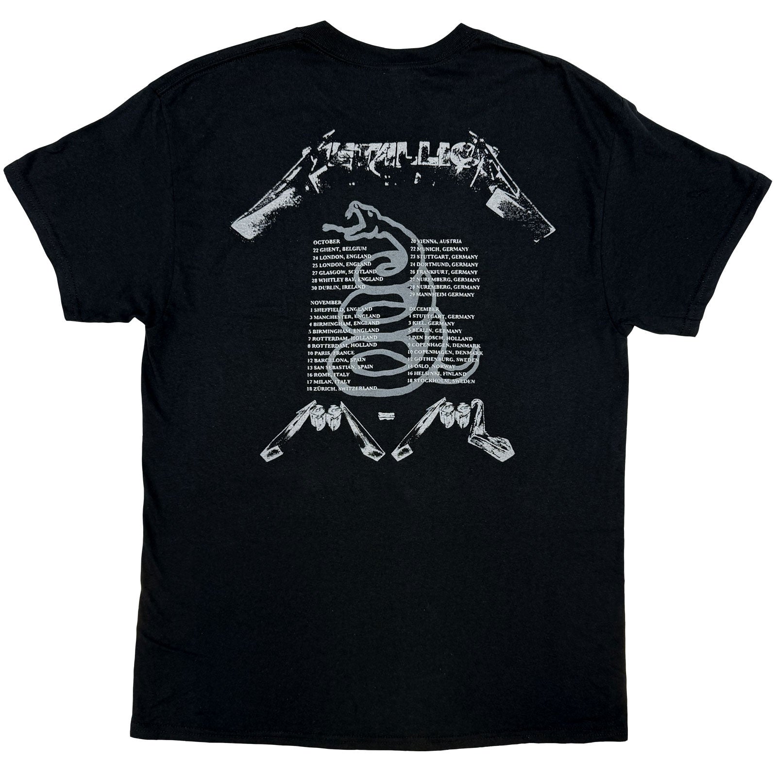 Metallica Unisex T-Shirt: 4 Faces (Black) (Back Print)