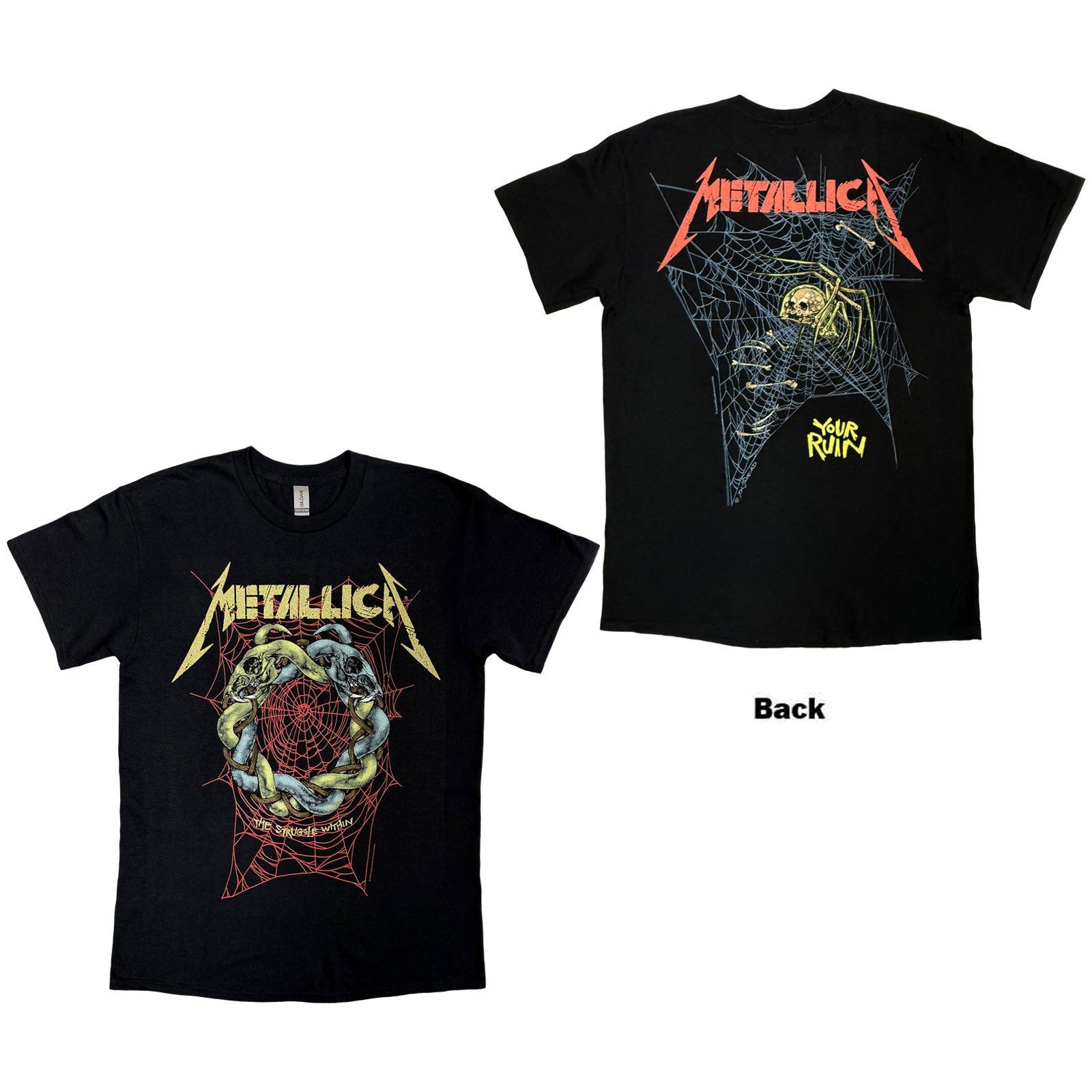 Metallica Unisex T-Shirt: Ruin/Struggle (Black) (Back Print)