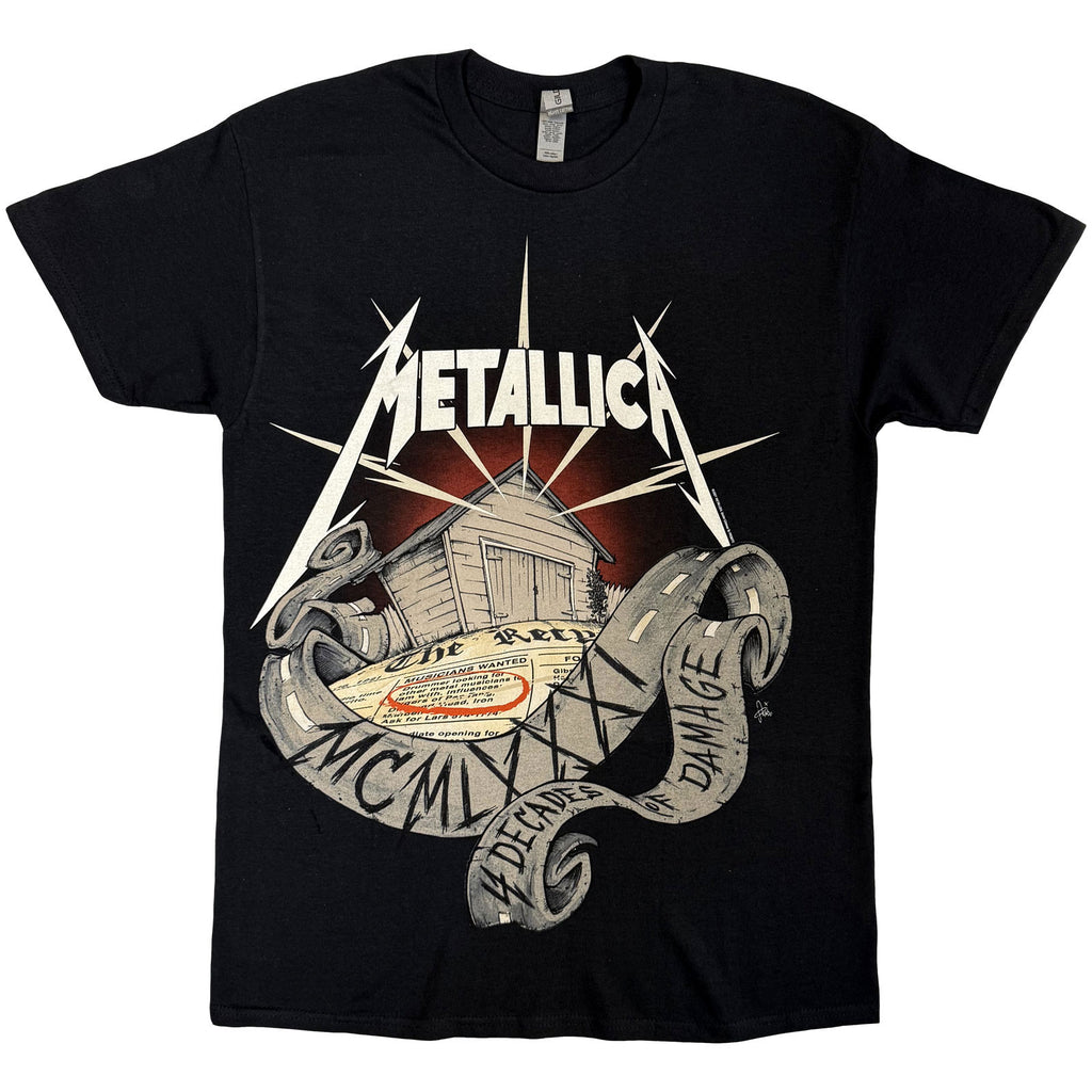 Metallica Unisex T-Shirt: 40th Anniversary Garage (Black) (Back Print)