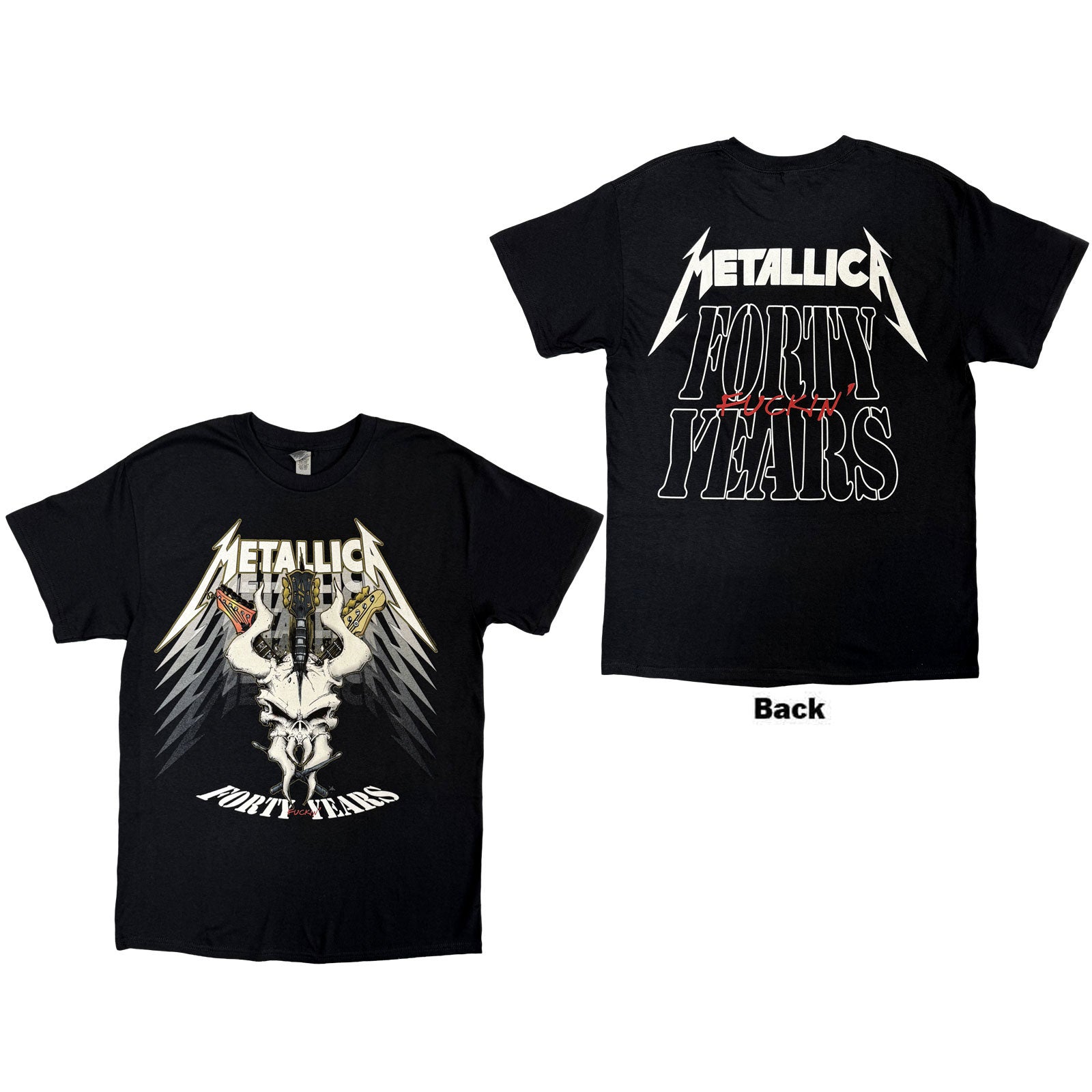 Metallica Unisex T-Shirt: 40th Anniversary Forty Years (Black) (Back Print)