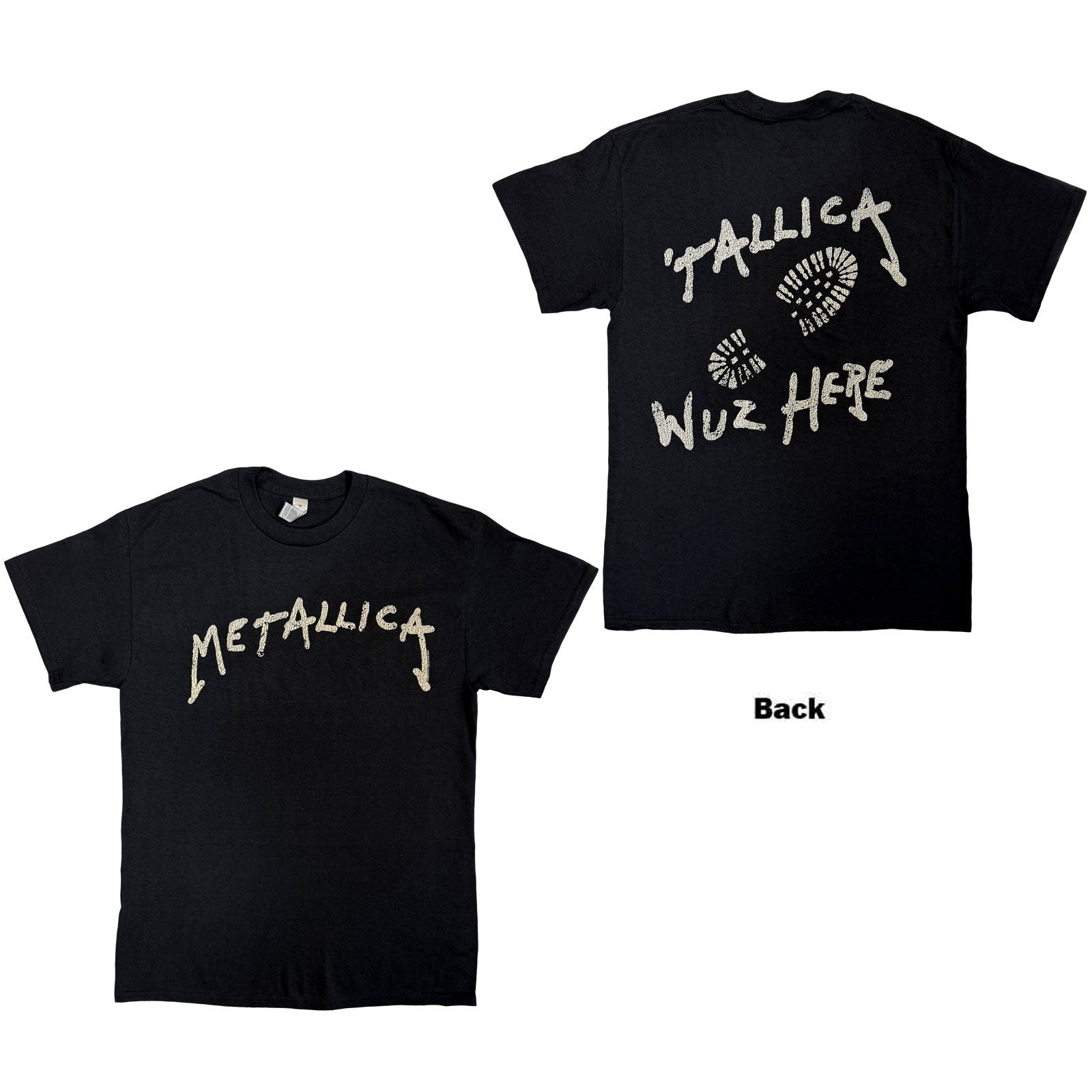 Metallica Unisex T-Shirt: Wuz Here (Black) (Back Print)
