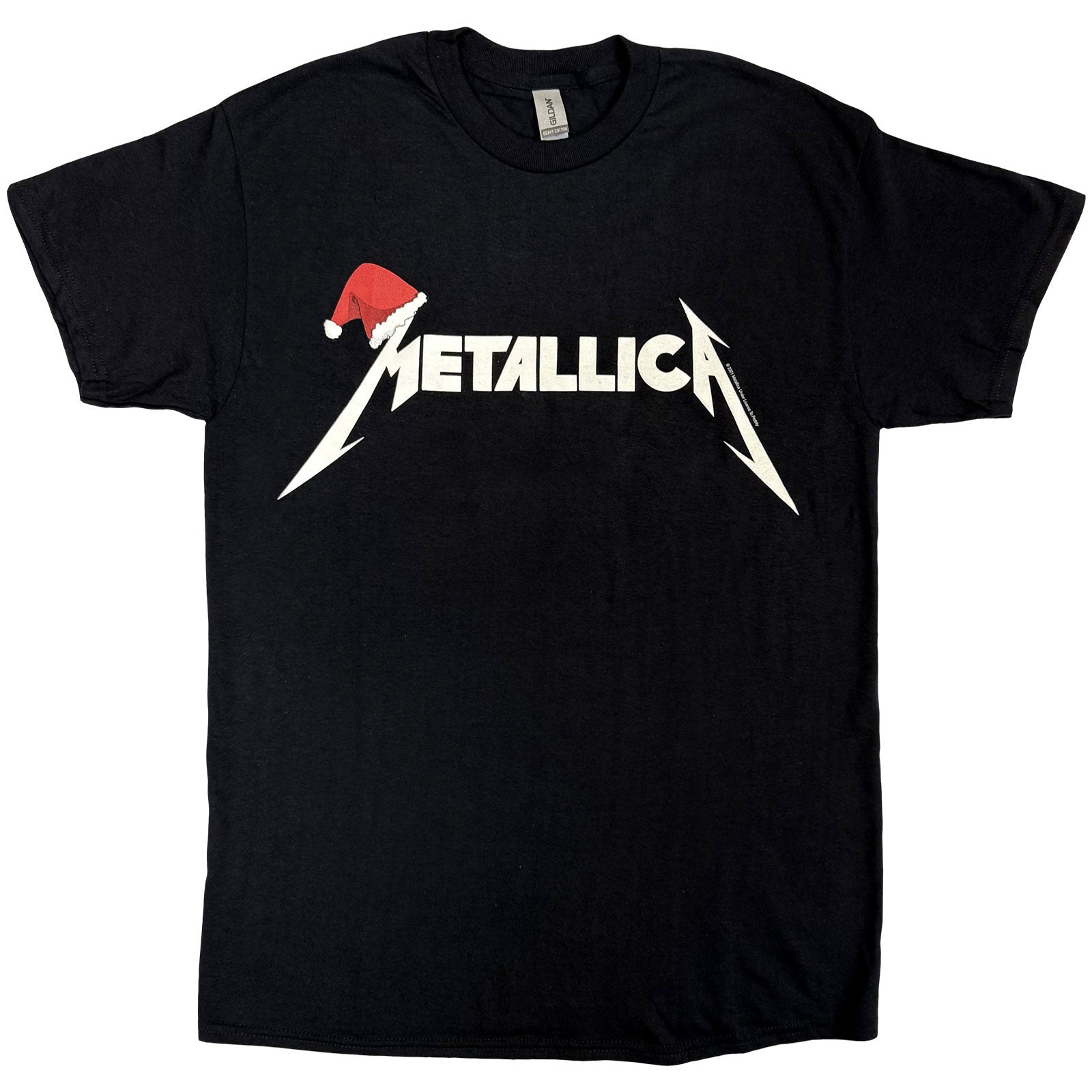 Metallica Unisex T-Shirt: Santa Hat Logo (Black)