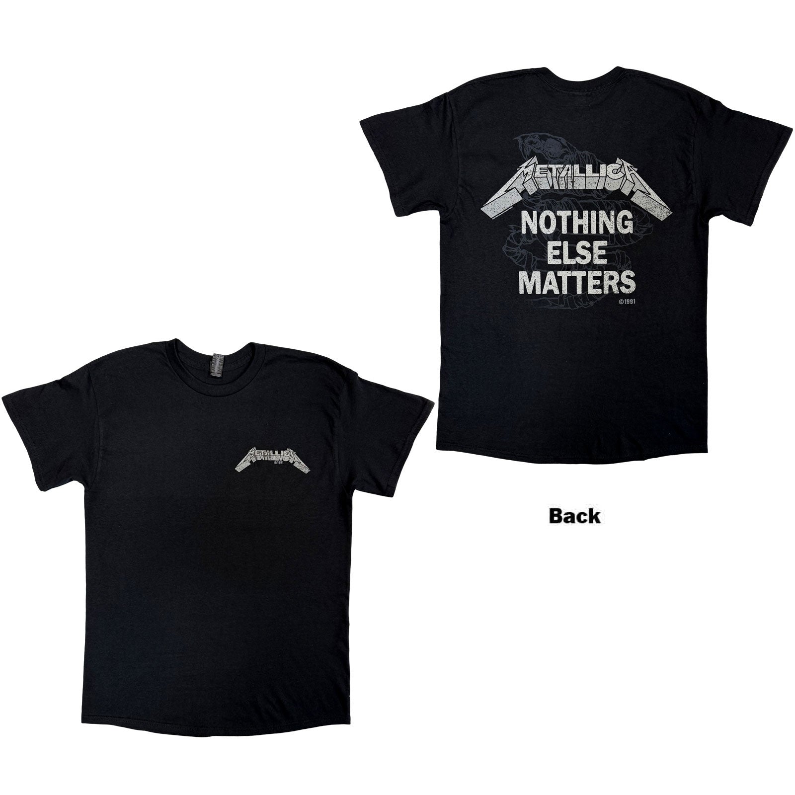 Metallica Unisex T-Shirt: Nothing Else Matters (Black) (Back Print)