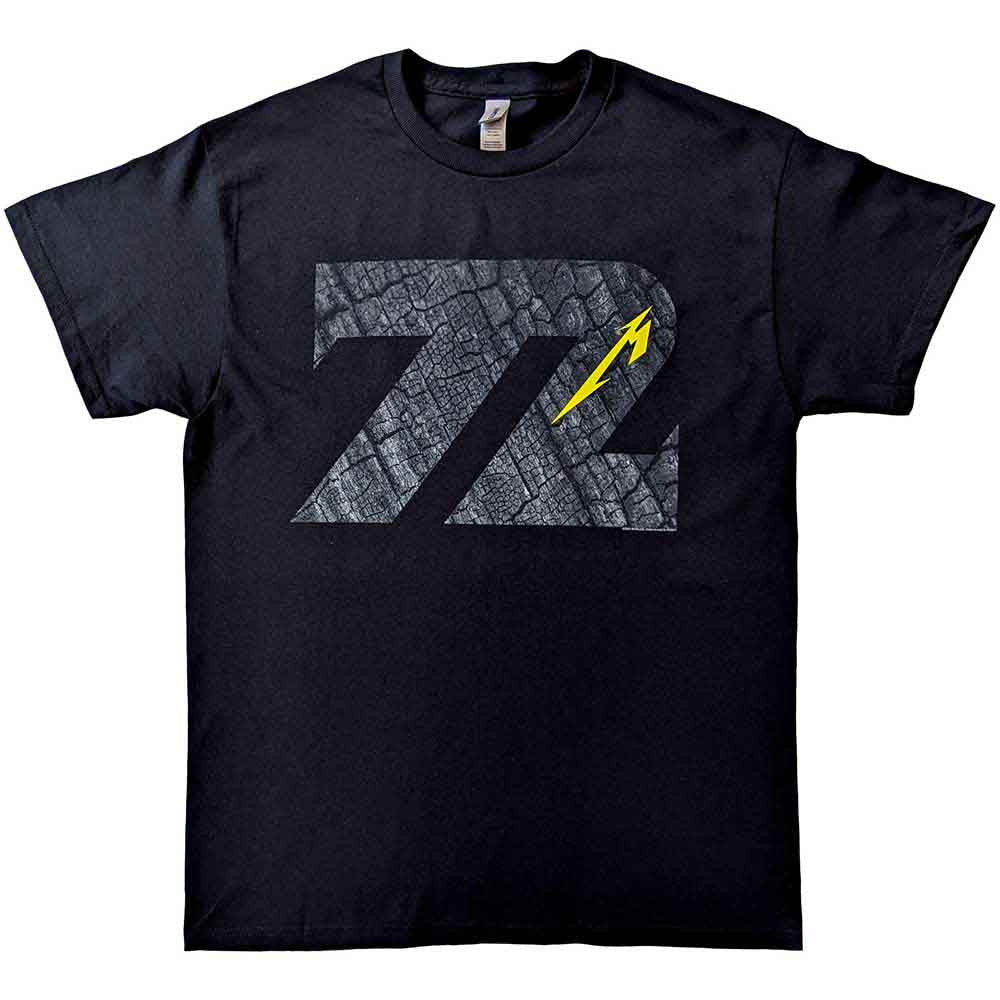 Metallica Unisex T-Shirt: 72 Seasons Charred Logo (Black) (Back Print)