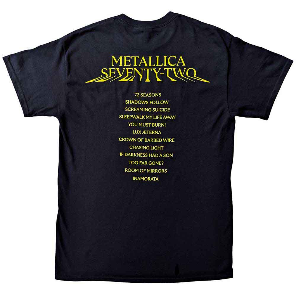 Metallica Unisex T-Shirt: 72 Seasons Squared Cover (Black) (Back Print)