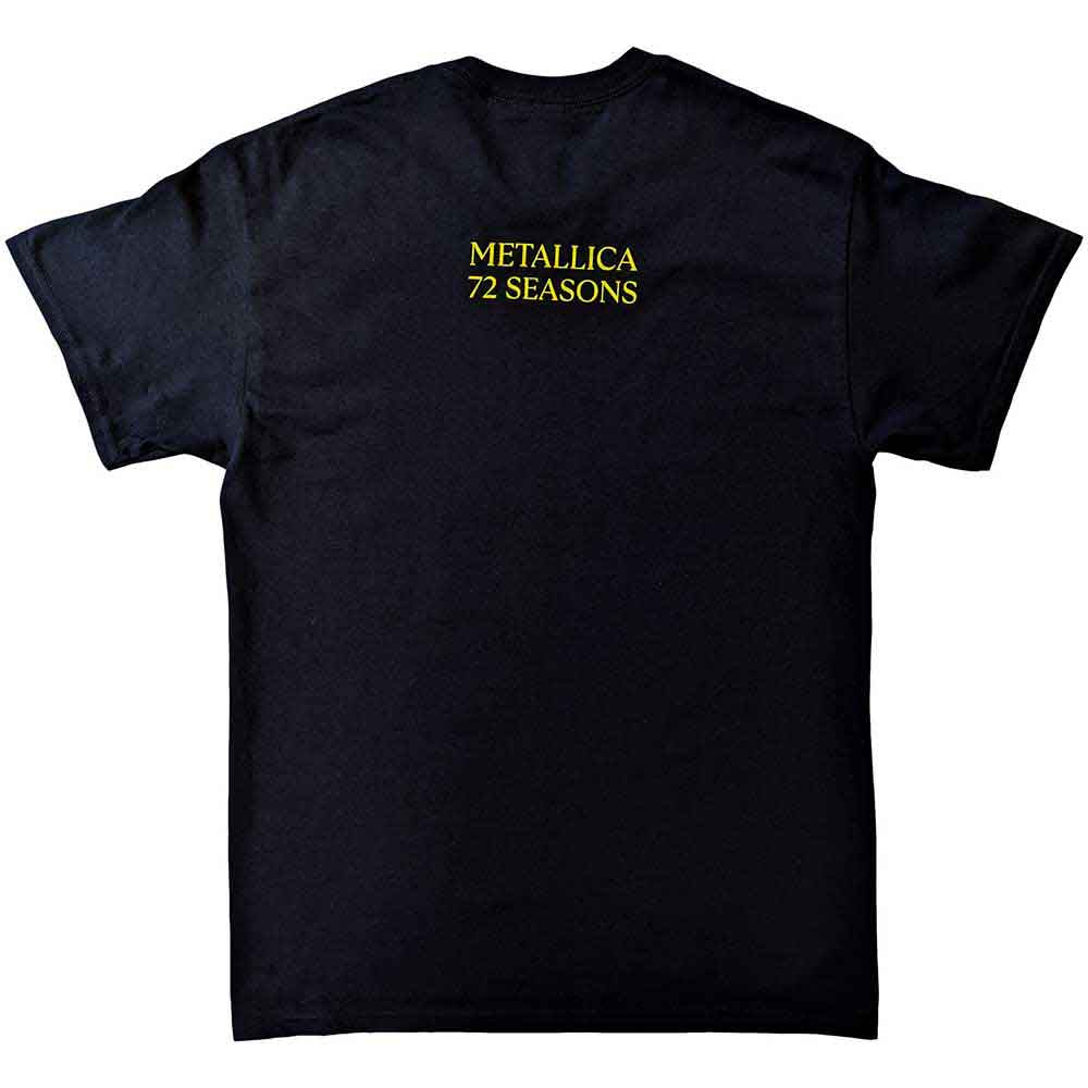 Metallica Unisex T-Shirt: 72 Seasons Broken/Burnt Drums (Black) (Back Print)