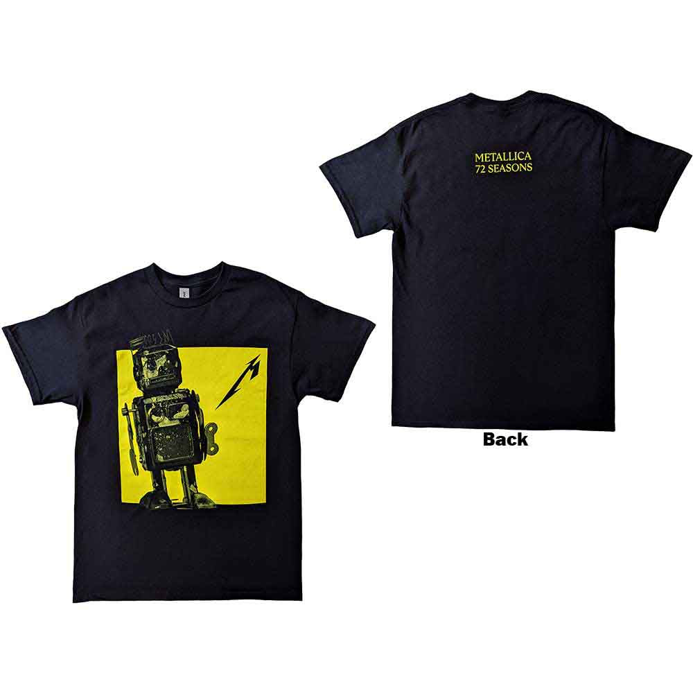 Metallica Unisex T-Shirt: 72 Seasons Burnt Robot (Black) (Back Print)