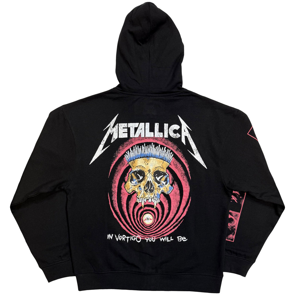 Metallica Unisex Zipped Hoodie: In Vertigo (Black) (Back Print)