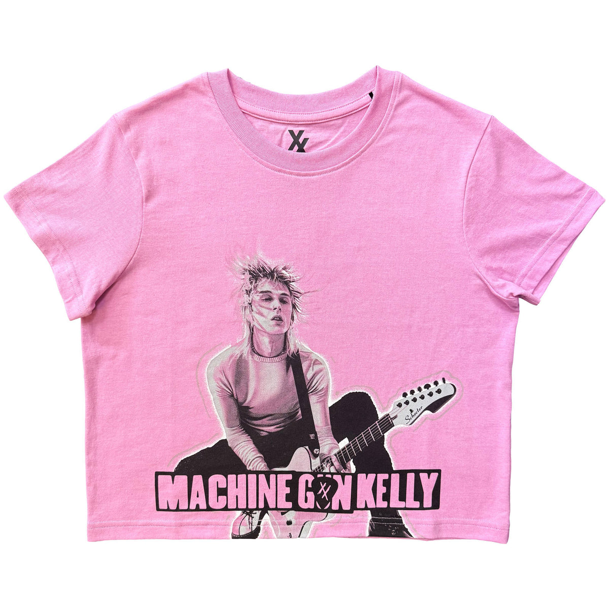 Machine Gun Kelly Ladies Crop Top: Guitar (Pink)