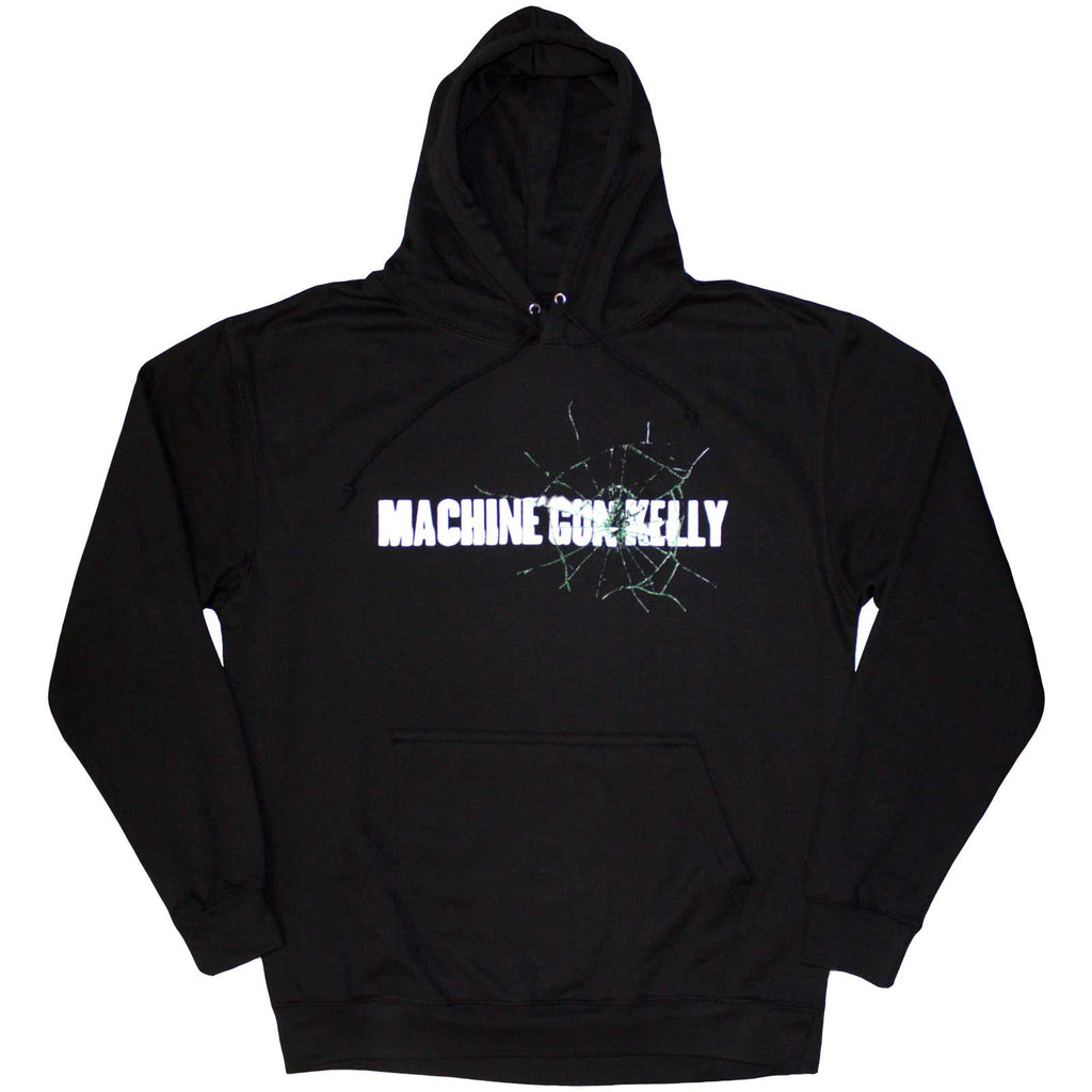 Machine Gun Kelly Unisex Pullover Hoodie: Cracked Glass (Black) (Back Print)