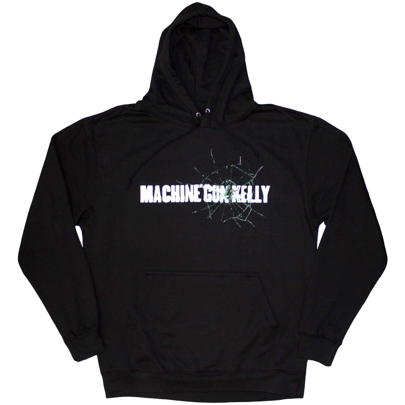 Machine Gun Kelly Unisex Pullover Hoodie: Cracked Glass (Black) (Back Print)