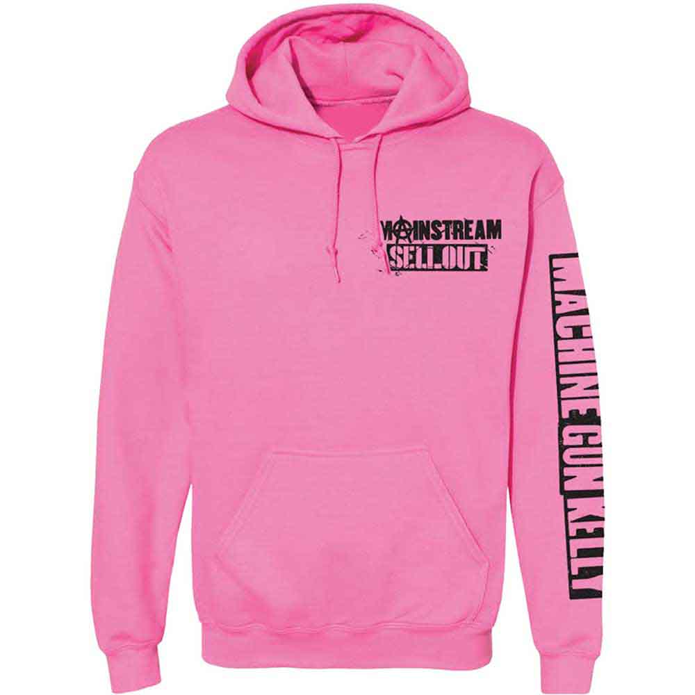 Machine Gun Kelly Unisex Pullover Hoodie: Pink Face (Pink) (Back & Sleeve Print)