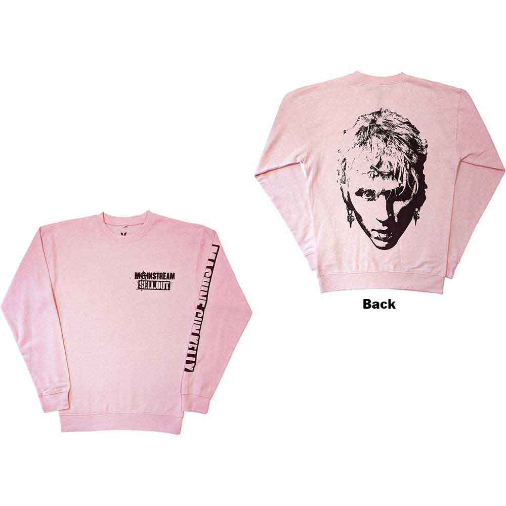 Machine Gun Kelly Unisex Sweatshirt: Pink Face (Pink) (Back & Sleeve Print)