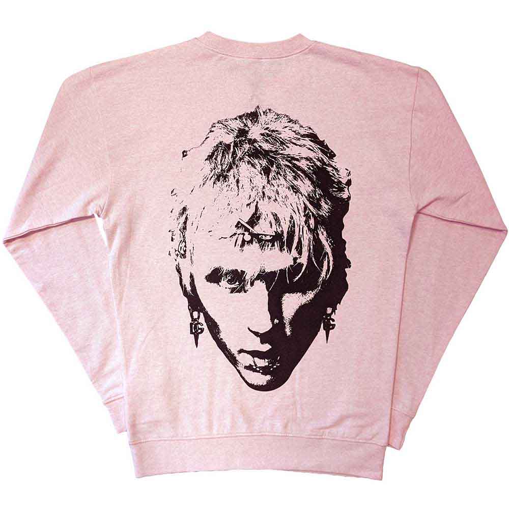 Machine Gun Kelly Unisex Sweatshirt: Pink Face (Pink) (Back & Sleeve Print)