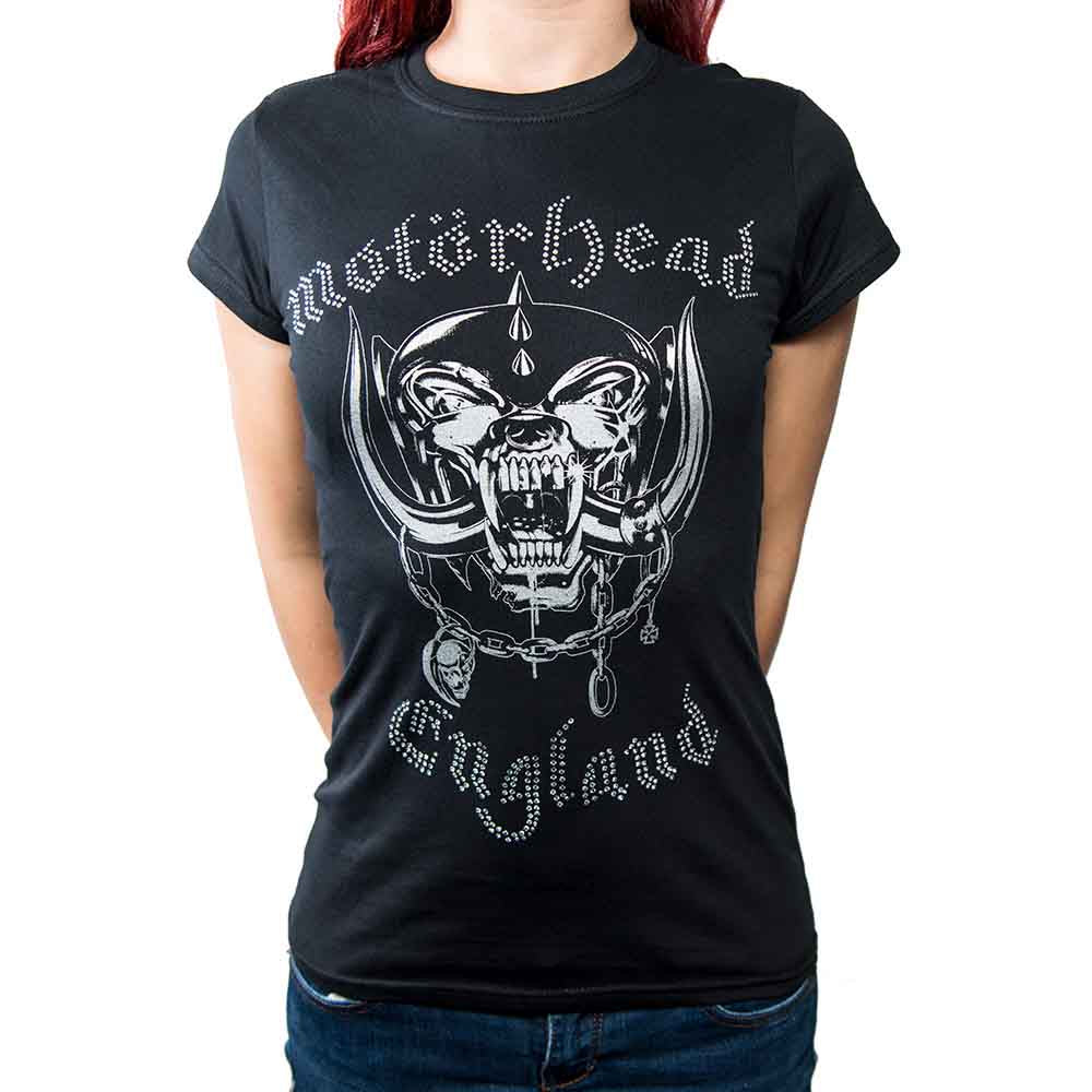 Motorhead Ladies T-Shirt: England (Black) (Embellished)