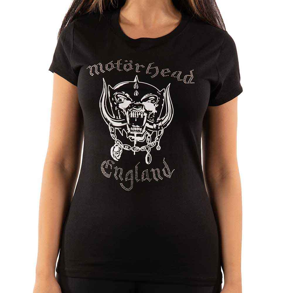 Motorhead Ladies T-Shirt: England (Black) (Embellished)