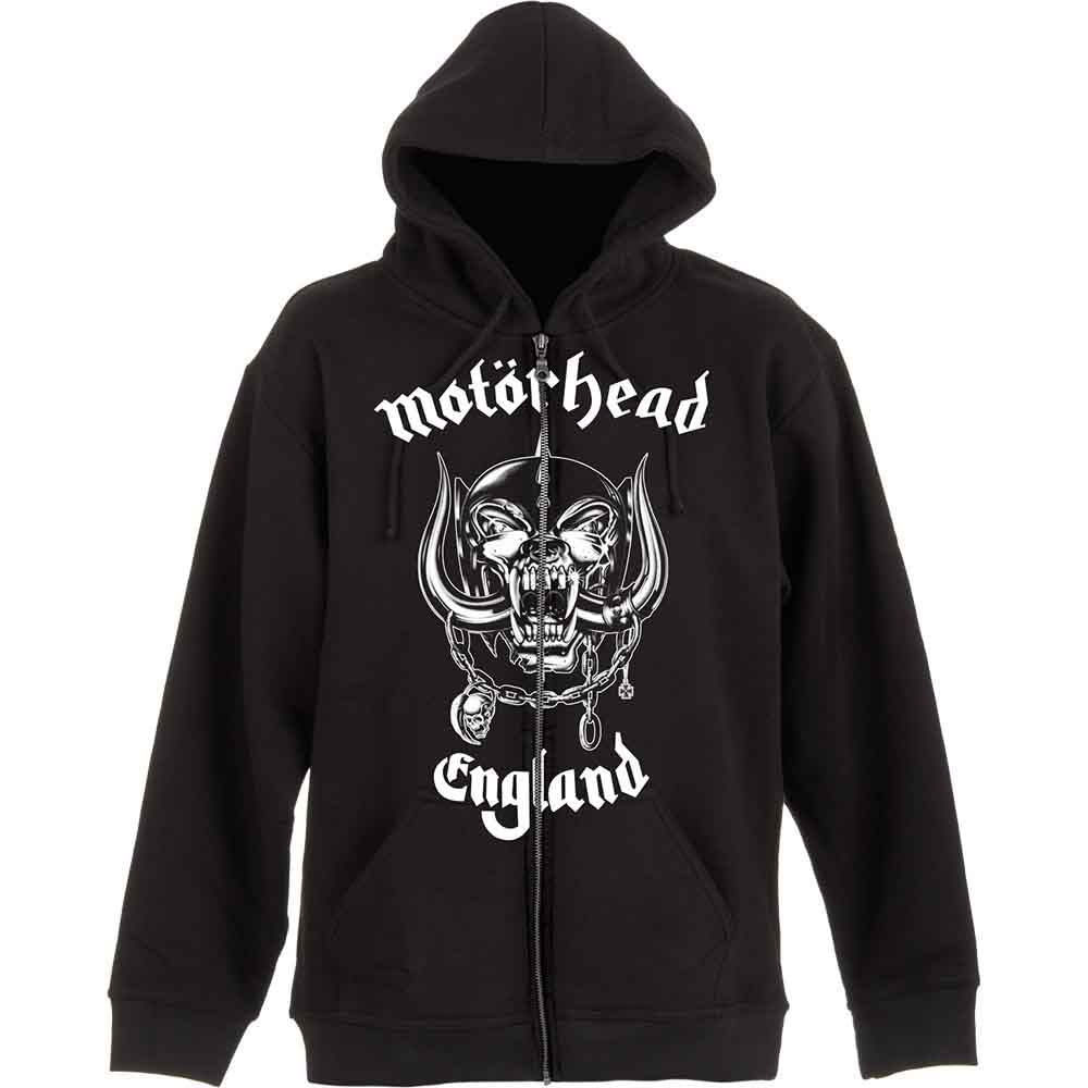 Motorhead Unisex Zipped Hoodie: England (Black) (Back Print)