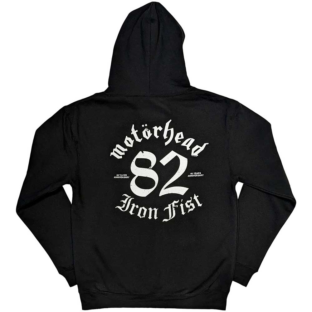 Motorhead Unisex Pullover Hoodie: Iron Fist '82 (Black) (Back Print)
