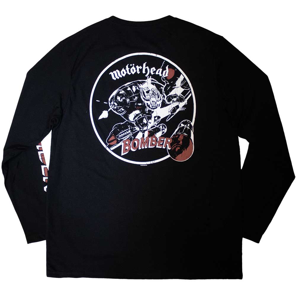 Motorhead Unisex Long Sleeve T-Shirt: Bomber (Black) (Back & Sleeve Print)