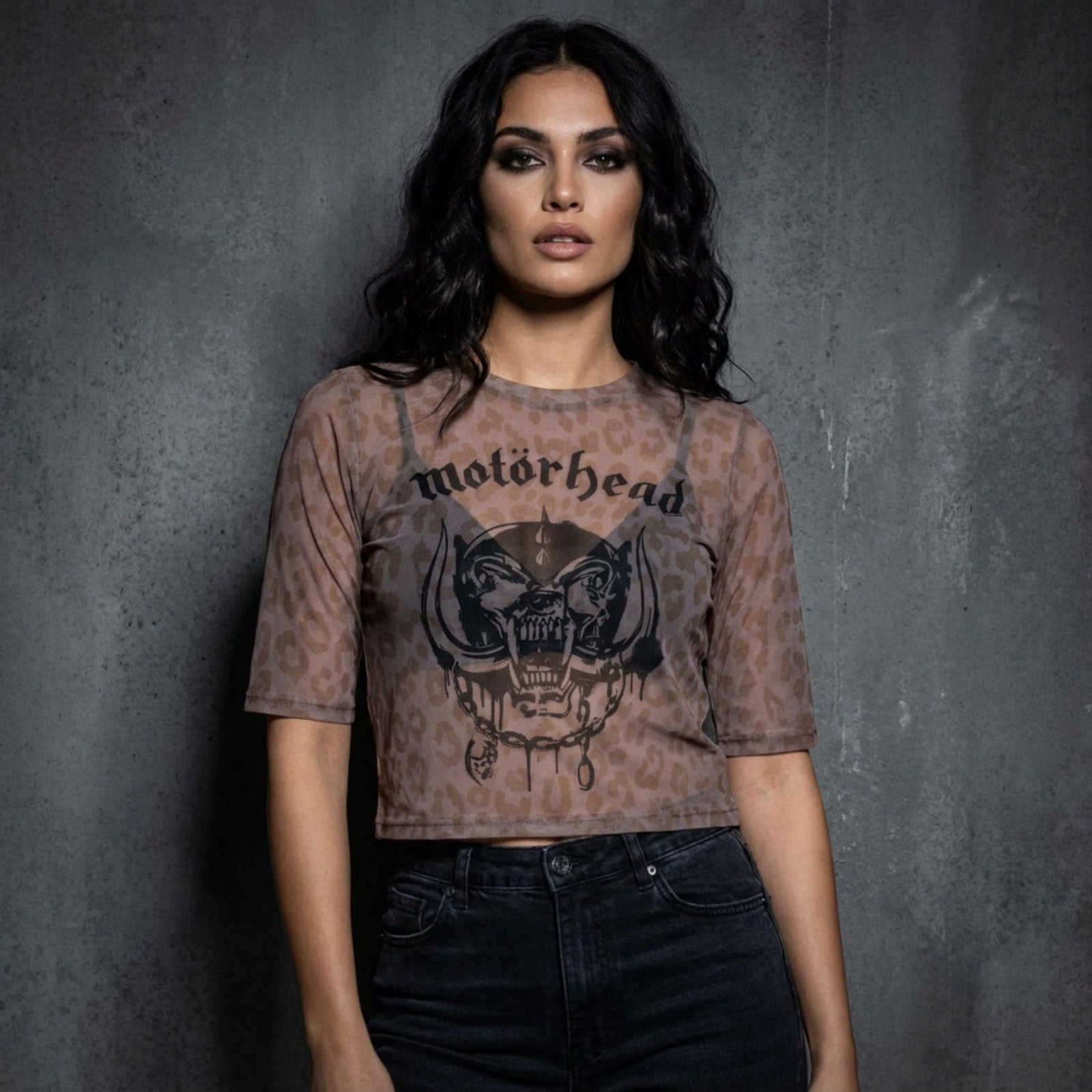 Motorhead Ladies Mesh Crop Top: Warpig (Pink)
