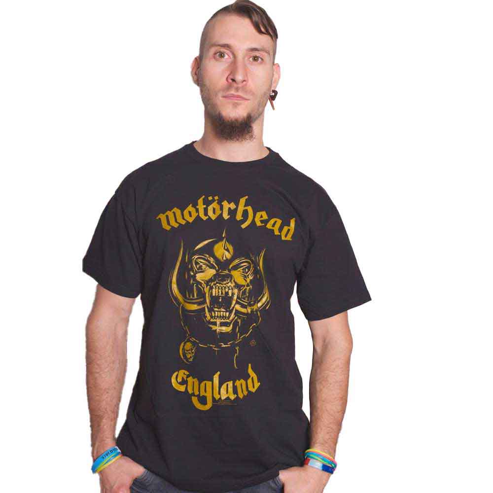 Motorhead Unisex T-Shirt: England Classic Gold (Black)