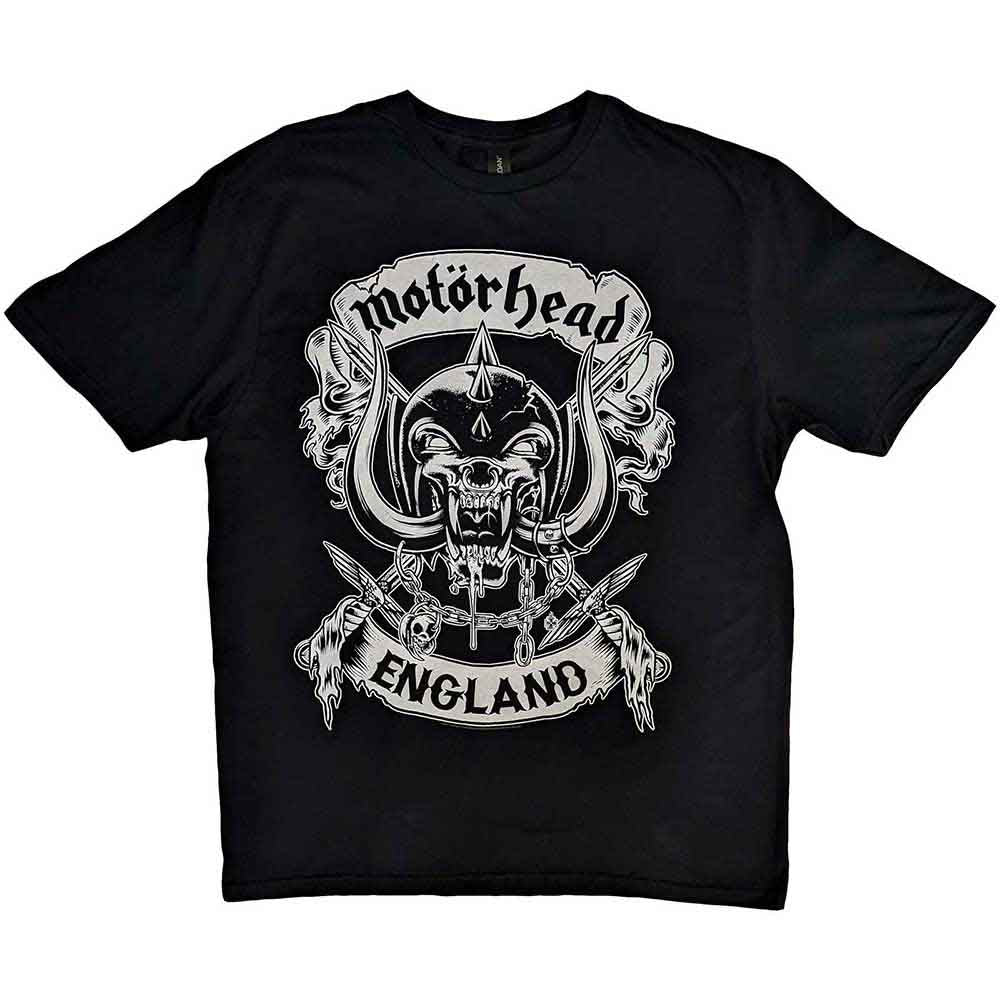 Motorhead Unisex T-Shirt: Crossed Swords England Crest (Black)