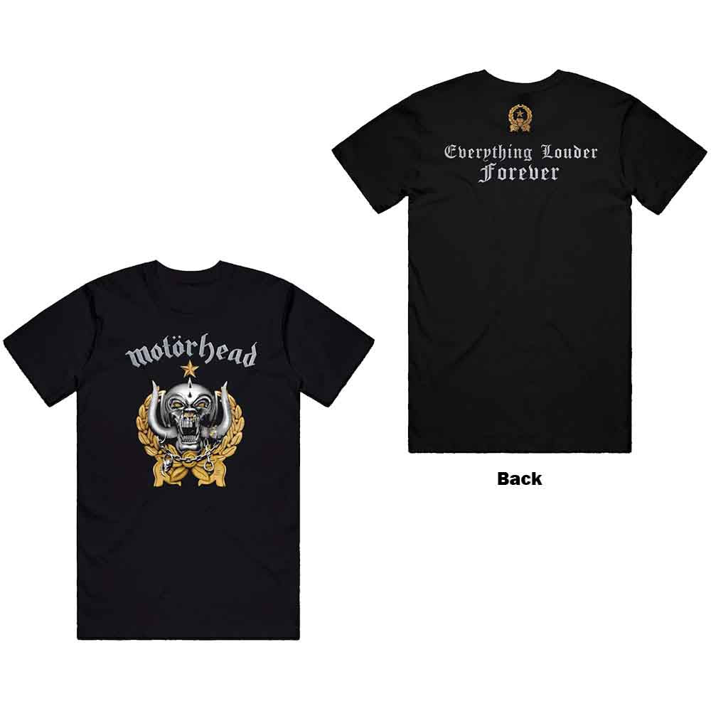 Motorhead Unisex T-Shirt: Everything Louder Forever (Black) (Back Print)